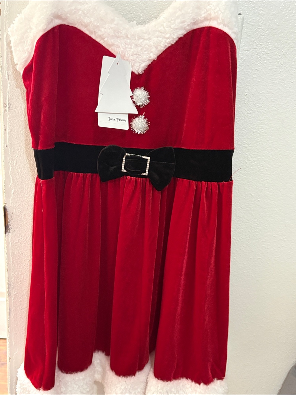 Festive Red Velvet Girls' Santa Dress